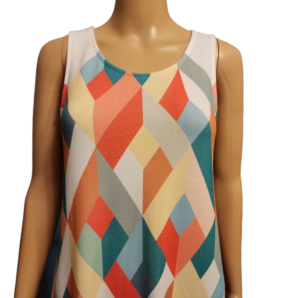Retro 60s Style Colorful Geo Sleeveless Knit Sweater Dress Size S - Picture 2 of 9